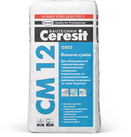 Клеюча суміш для керамограніту Gres CM 12, Ceresit 25кг